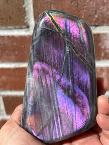 Incredible purple labradorite free form w/ crystal info card ZE13