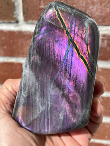 Incredible purple labradorite free form w/ crystal info card ZE13