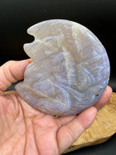 Load image into Gallery viewer, Nine-Tailed Fox – Blue Flash Moonstone Carving with Meaning Card & Acrylic Stand - The7directions