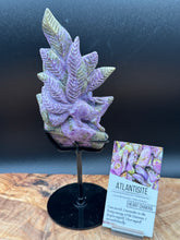 Load image into Gallery viewer, Rare Atlantisite Stichtite Serpentine Nine Tail Fox w/ custom stand - The7directions
