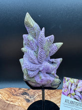 Load image into Gallery viewer, Rare Atlantisite Stichtite Serpentine Nine Tail Fox w/ custom stand - The7directions