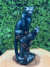 Load image into Gallery viewer, Majestic Black Obsidian Panther on Tree Carving – 7 3/4" Protection • Power • Stealth SZ95 - The7directions