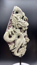 Load image into Gallery viewer, Exquisite Purple Robe Jade Dragon Carving with Custom Stand