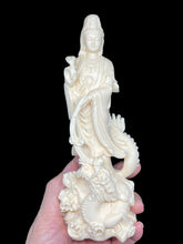 Load image into Gallery viewer, Carved Palm nut Goddess of Compassion Guan Yin and dragon H
