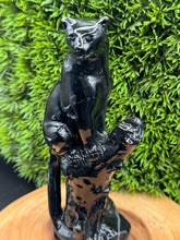 Load image into Gallery viewer, Majestic Black Obsidian Panther on Tree Carving – 7 3/4" Protection • Power • Stealth SZ95 - The7directions