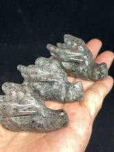 Load image into Gallery viewer, 2&quot; Mini UV reactive Sodalite Yooperlite dragon ZE12 with crystal info card
