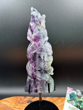 Load image into Gallery viewer, Rainbow Fluorite Eagle with Snake Carving One of a kind - The7directions