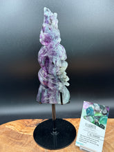 Load image into Gallery viewer, Rainbow Fluorite Eagle with Snake Carving One of a kind - The7directions