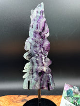 Load image into Gallery viewer, Rainbow Fluorite Eagle with Snake Carving One of a kind - The7directions