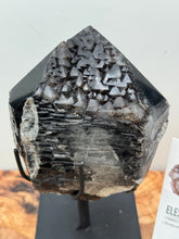 Load image into Gallery viewer, 6.25" Rare Brazilian Morion Quartz Elestial | Half Polished Sacred Geometry - The7directions