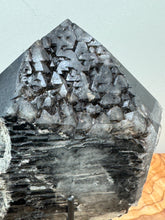 Load image into Gallery viewer, 6.25" Rare Brazilian Morion Quartz Elestial | Half Polished Sacred Geometry - The7directions