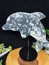 Load image into Gallery viewer, Moss Agate Dolphin Spirit Animal SZ15 Harmony • Flow • Emotional Balance