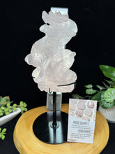 Load image into Gallery viewer, 9.5" Rose Quartz Dragon Carving on Custom Stand SZ19 Love stone