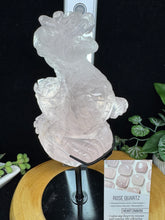 Load image into Gallery viewer, 9.5" Rose Quartz Dragon Carving on Custom Stand SZ19 Love stone