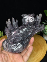 Load image into Gallery viewer, Rare Purple Mica Lepidolite Owl Carving SZ39 Emotional Balance and wisdom