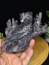 Load image into Gallery viewer, Rare Purple Mica Lepidolite Owl Carving SZ39 Emotional Balance and wisdom