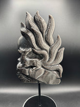 Load image into Gallery viewer, Epic Silver Sheen Obsidian Nine-Tail Fox Carving SZ47