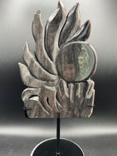 Load image into Gallery viewer, Epic Silver Sheen Obsidian Nine-Tail Fox Carving SZ47