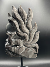 Load image into Gallery viewer, Epic Silver Sheen Obsidian Nine-Tail Fox Carving SZ47