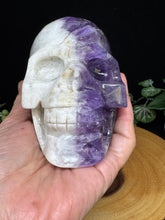 Load image into Gallery viewer, 2.1 lb Incredible Yin Yang Quartz Amethyst Skull SZ63 Balance • Duality • Higher Alignment