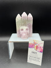 Load image into Gallery viewer, Rare UV Reactive Kunzite 3-Point Skull Carving — Amazing Glow! SZ83