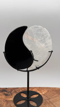 Load image into Gallery viewer, Yin Yang Clear Quartz & Obsidian Display with Stand – Balance & Harmony TL797
