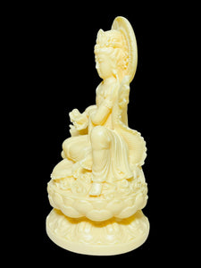 Palm nut carved Sitting Quan / Guan Yin Goddess of Compassion with dragon Avalokiteshvara R