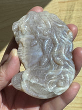 Load image into Gallery viewer, 3.3" Gorgeous Blue Flash Moonstone Medusa Carving - The7directions
