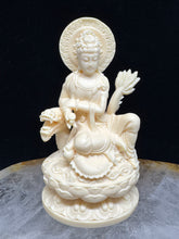 Load image into Gallery viewer, 7.75&quot; Palm nut carved Thousand hand Guan Yin w/ heart sutra XE42
