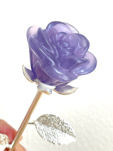 9.5" Fluorite rose flower with crystal info card Z75