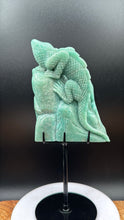 Load image into Gallery viewer, 8.25" Amazonite Skull with Lizard on Custom Stand Crystal Carving, Throat Chakra - The7directions
