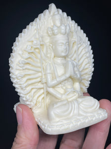 Carved Palm nut double sided Thousand Hand Guan Yin with gift box Q