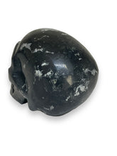 Load image into Gallery viewer, Black Onyx carved skull with crystal info card

