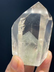 Brazilian Clear quartz tower chlorite phantom generator with crystal info card Z27