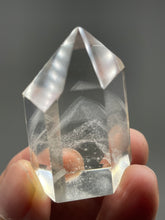 Load image into Gallery viewer, Brazilian Clear quartz tower multiple white phantoms generator with crystal info card Z46
