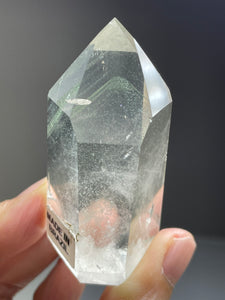 Brazilian Clear quartz tower chlorite phantom generator with crystal info card Z47