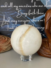 Load image into Gallery viewer, Large 95mm White banded Calcite Sphere Z50
