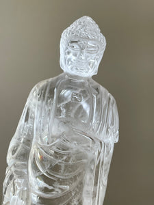 Exquisite Hand Carved Clear Quartz Buddha altar statue Z56