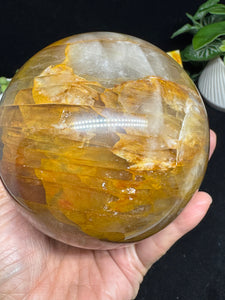 97mm Golden Healer Girasol Quartz Sphere with Shimmery Schiller SZ11 - The7directions