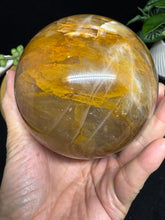 Load image into Gallery viewer, 97mm Golden Healer Girasol Quartz Sphere with Shimmery Schiller SZ11 - The7directions

