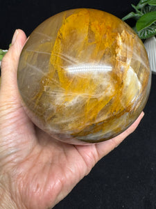 97mm Golden Healer Girasol Quartz Sphere with Shimmery Schiller SZ11 - The7directions