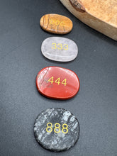 Load image into Gallery viewer, Set of 4 Angel Number Palm Stones – 000 • 333 • 444 • 888 | Crystal Pocket Stones
