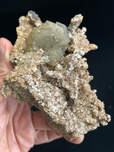 Load image into Gallery viewer, Golden barite in matrix from Peru w/ crystal info card
