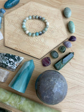 Load image into Gallery viewer, 27 piece lot of Throat &amp; Heart Chakra set of crystals and grid Z78
