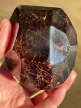 Load image into Gallery viewer, XL Sparkly Garnet geometric free form with crystal info card Z84
