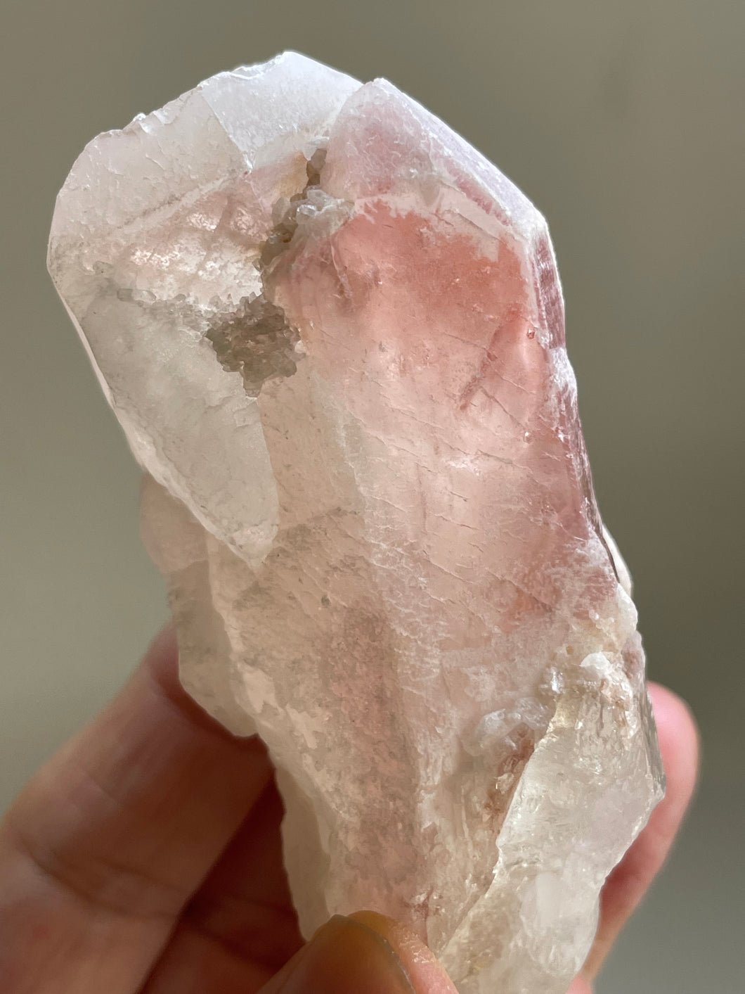 Raw Pink Dreamiscle Lemurian quartz from Diamantina Mine Brazil Z90 with crystal card info