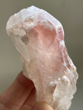 Load image into Gallery viewer, Raw Pink Dreamiscle Lemurian quartz from Diamantina Mine Brazil Z90 with crystal card info
