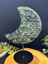 Load image into Gallery viewer, Kambaba Jasper Crescent Moon on Custom Stand | 9.5&quot; Display SZ92
