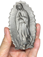 Load image into Gallery viewer, Silver Sheen Black Obsidian Our lady of Guadalupe Mary carving P70B
