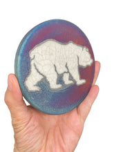 Load image into Gallery viewer, 4 1/4&quot; Raku ceramic tile with Bear for crystal grids and decoration ZF25
